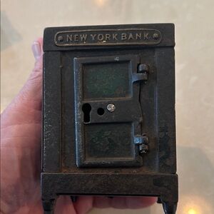 Vintage New York Bank Safe Box - Black